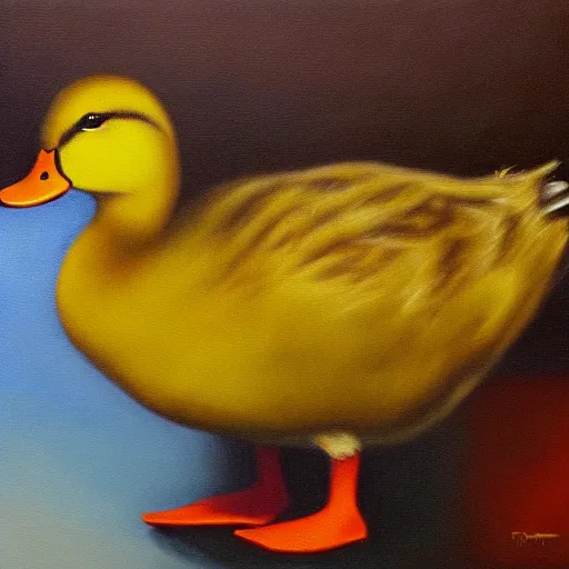 Prompt: a duck on the prowl oil painting esteban vicente