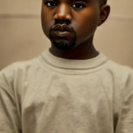 Image similar to the face of young kanye west at 1 6 years old, portrait by julia cameron, chiaroscuro lighting, shallow depth of field, 8 0 mm, f 1. 8