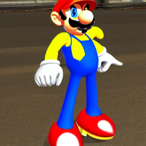 Image similar to a cross between mario and sonic