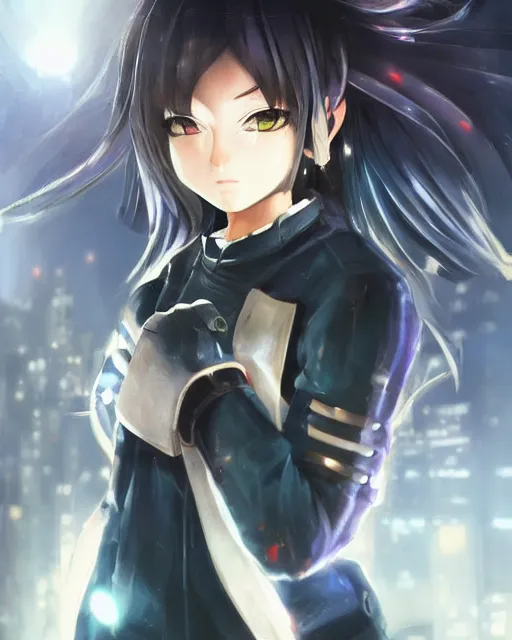 Image similar to portrait of anime girl in mechanic armor in night tokyo by makoto sinkai, perfect face, fine details