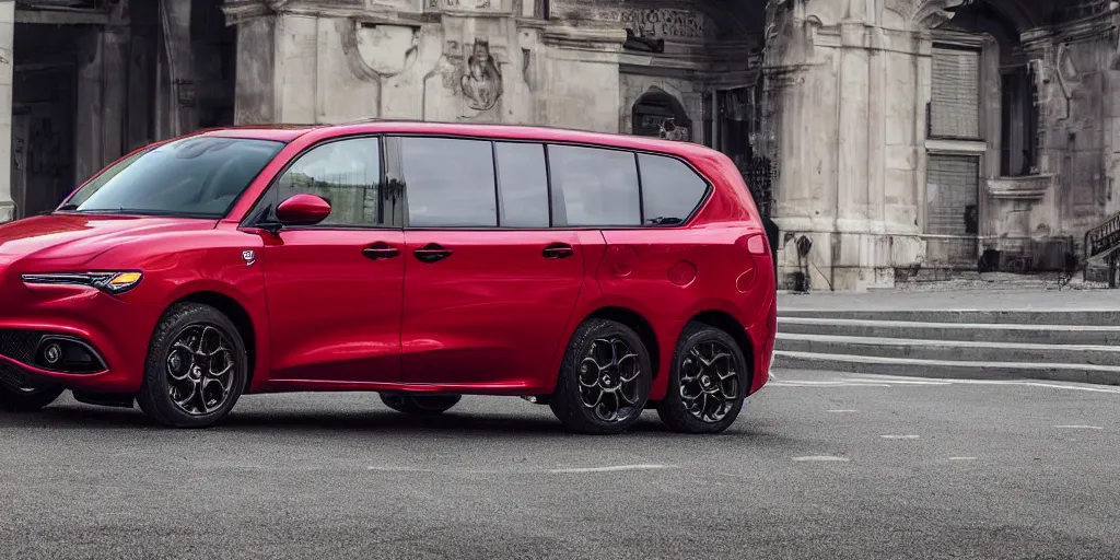 Image similar to 2022 Alfa Romeo Minivan, red