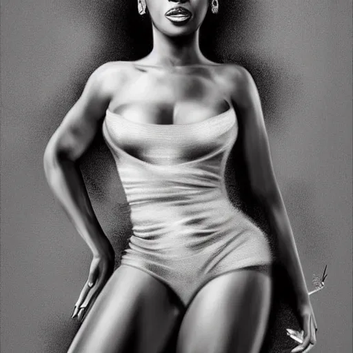 Prompt: intense Beyonce full body, painted by michael karcz