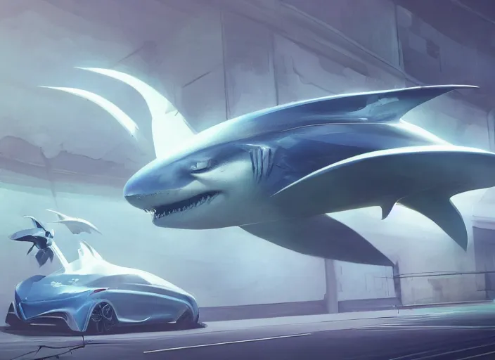 Image similar to a beautiful concept design of a car that looks like a shark. car design by cory loftis, fenghua zhong, ryohei hase, ismail inceoglu and ruan jia, henrik fisker and bruce kaiser and scott robertson and dmitry mazurkevich and doruk erdem and jon sibal, volumetric light.