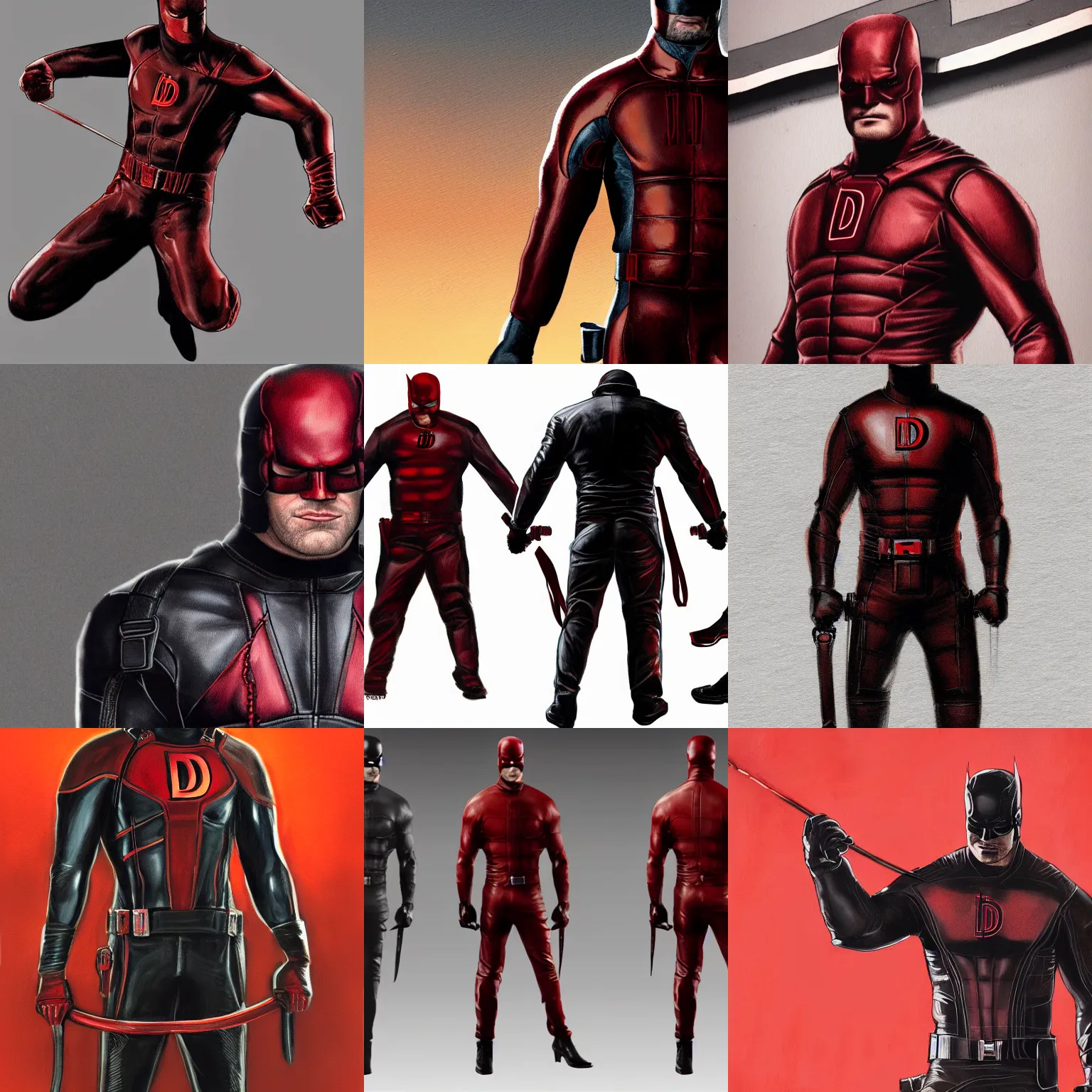 Prompt: daredevil leather suit painting concept art 4 k