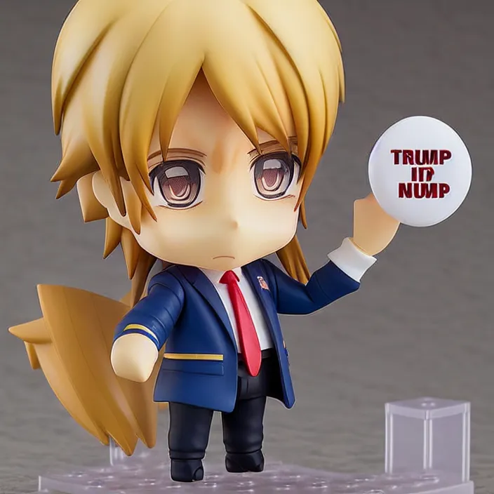 Image similar to An anime Nendoroid figurine of Donald Trump, fantasy, figurine , product photo