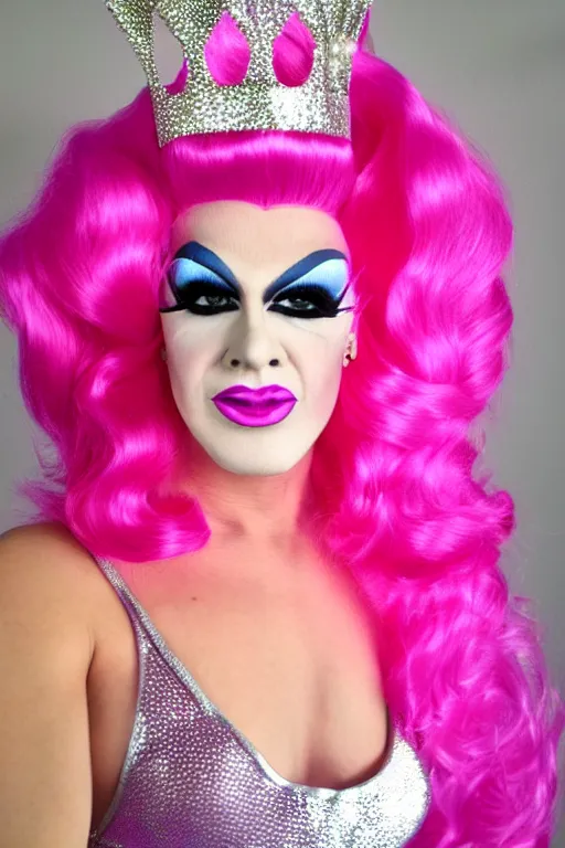 Prompt: drag queen princess, man in drag queen princess outfit with pink wig