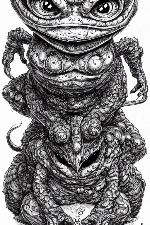 Image similar to toad goblin, symmetrical, highly detailed, digital art, sharp focus, trending on art station, kentaro miura manga art style