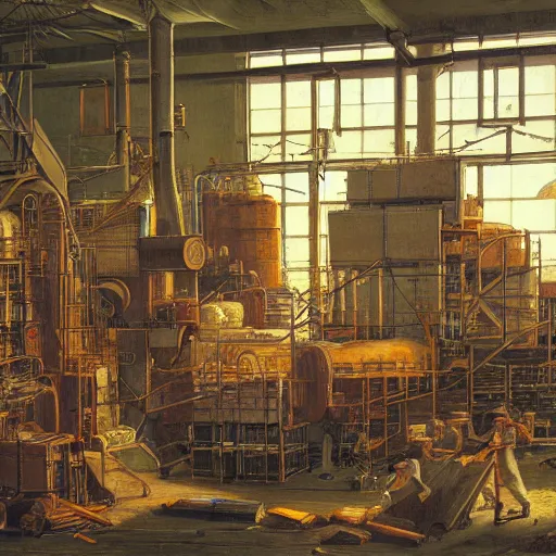 Prompt: paper factory by anton von werner