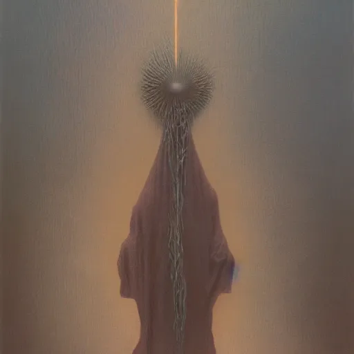 Image similar to sorcerer by Zdzisław Beksiński, oil on canvas