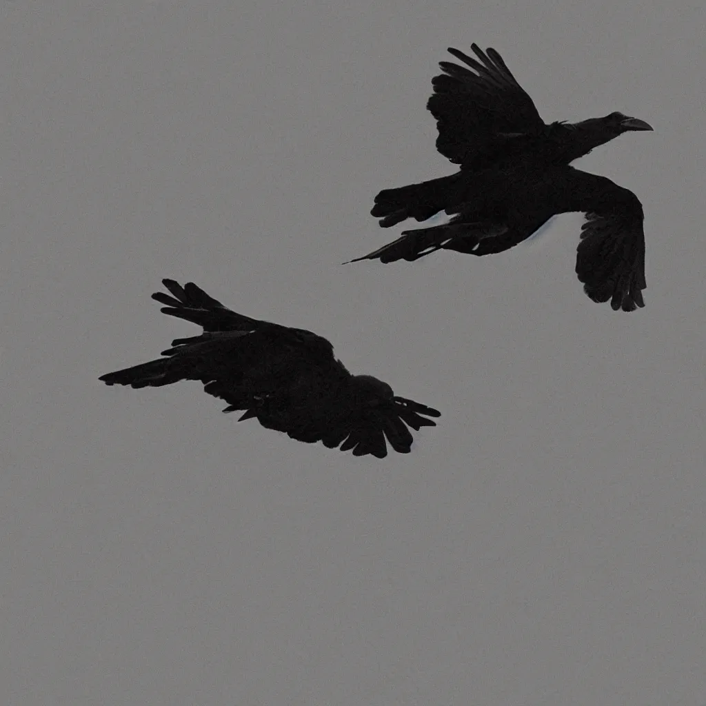 Image similar to crow staring into the void taking flight inspired by geiger with tetsuya and kansuke yomamato