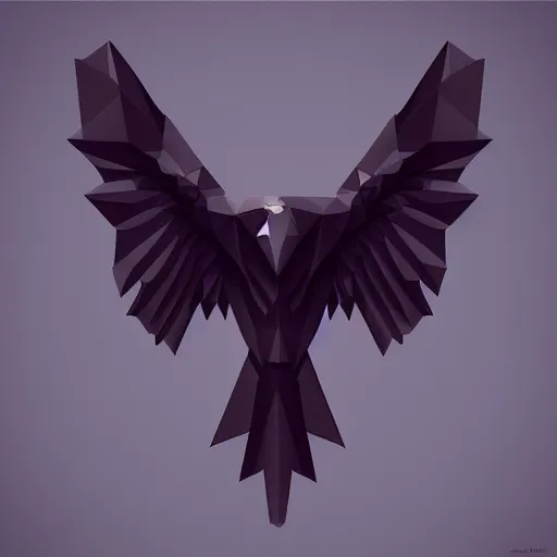 Image similar to 2 dimensional, vector, low poly, eagle icon, black background, cgsociety, artstation