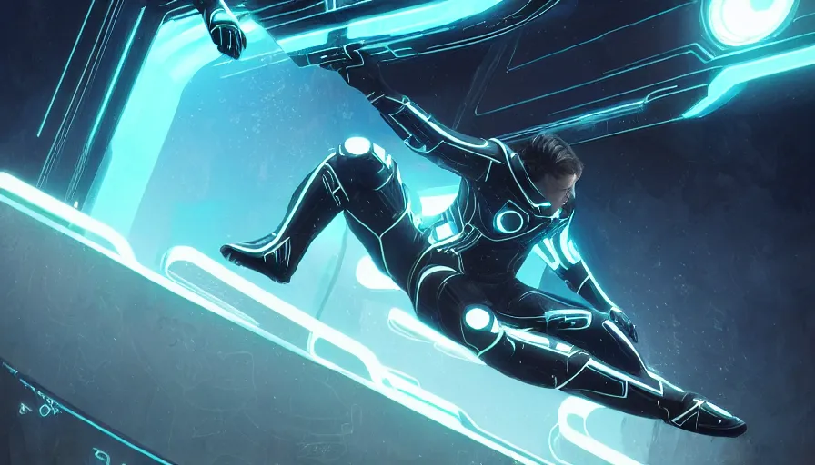 Prompt: tron legacy jesus riding waterslide, face, laughing, diffuse lighting, hyper realistic, concept art, intricate, hyper detailed, smooth, sharp focus, illustration, trending on artstation, art by greg rutkowski and james gurney and alphonse mucha