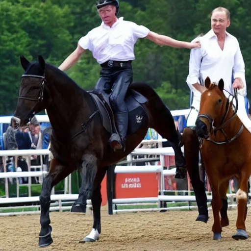 Prompt: Vladimir Putin being thrown off his horse.