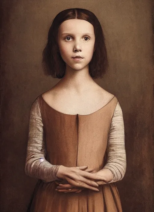 Image similar to Portrait of Millie Bobby Brown by Leonardo Da Vinci