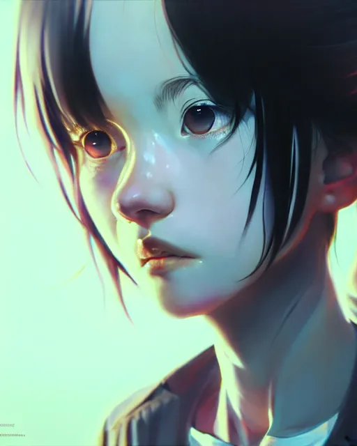 Prompt: really cool complex closeup portrait of a beautiful psychotic loner girl, by katsuhiro otomo, yoshitaka amano, nico tanigawa, artgerm, greg rutkowski makoto shinkai takashi takeuchi rendered with intense 3 d effect, smooth soft shadowing, cinematic lighting, hyperrealistic unreal engine 5 render uhd 8 k