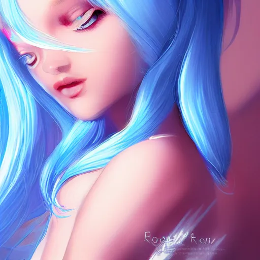 Image similar to teen girl, light blue hair, gorgeous, amazing, elegant, intricate, highly detailed, digital painting, artstation, concept art, sharp focus, illustration, art by Ross tran