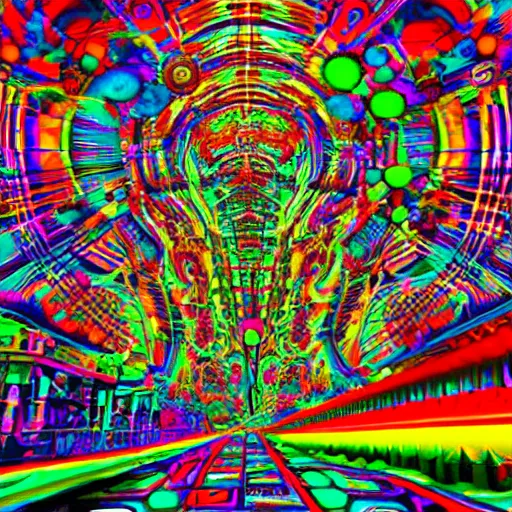 Prompt: psychedelic city,