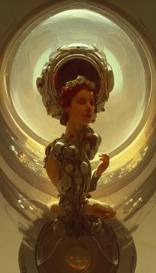 Image similar to a scifi orb drone, religious, elegant, intricate, digital painting, artstation, concept art, smooth, sharp focus, illustration, art by artgerm and greg rutkowski and alphonse mucha