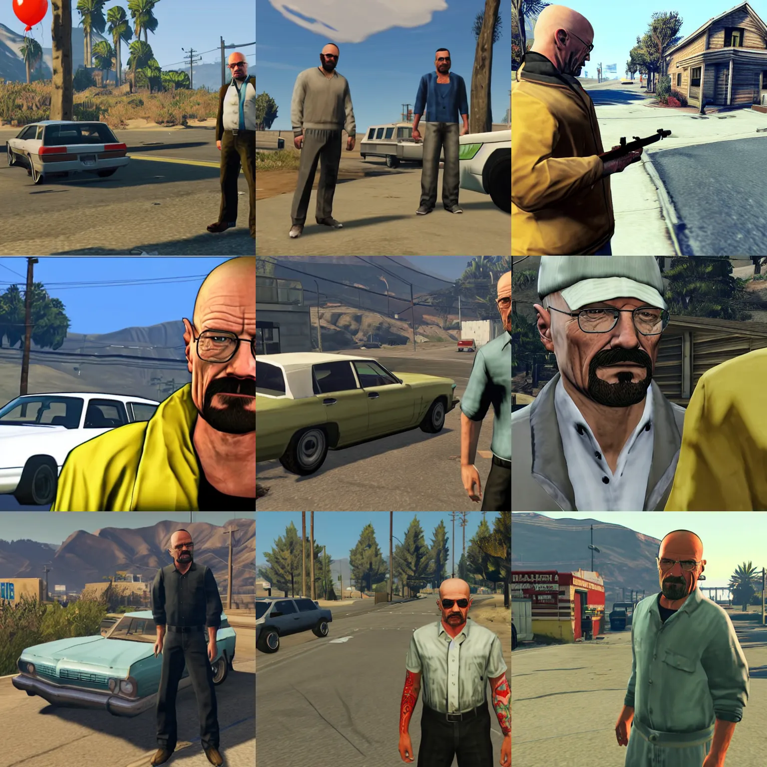 Prompt: walter white completing a gta 5 mission