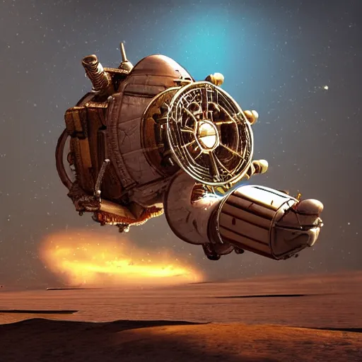 Image similar to Steampunk spacecraft reactor, cinematic