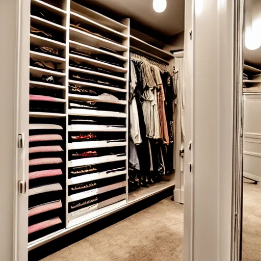 Prompt: a trillionaires walk in closet