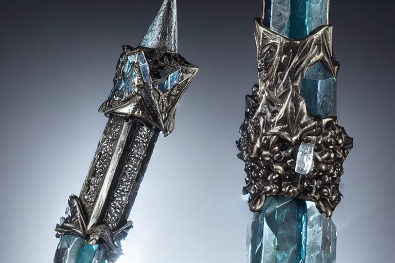 Image similar to A dagger made of crystal shimmers with an unnatural light, it had been enchanted by a skilled sorcerer, D&D fantasy setting, 4k