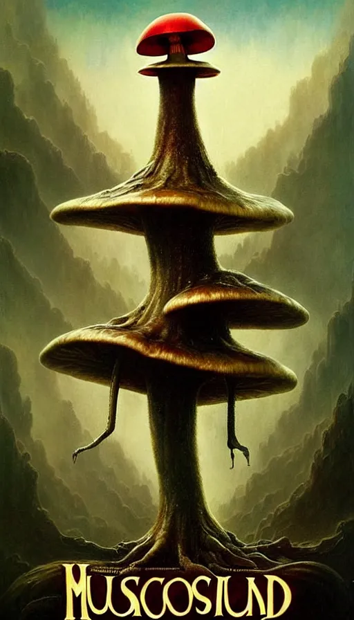 Image similar to exquisite imaginative imposing weird creature movie poster art humanoid hype realistic mushroom movie art by : : weta studio tom bagshaw james jean frank frazetta