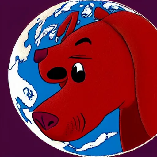 Image similar to clifford the big red dog wrapping around the earth like oroborous like a gigantic snake