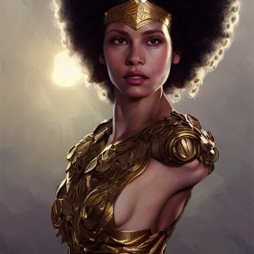 Image similar to full figure ultra realistic illustration, madeleine mantock as marvel enchantress, intricate, elegant, highly detailed, digital painting, artstation, concept art, smooth, sharp focus, illustration, art by artgerm and greg rutkowski and alphonse mucha