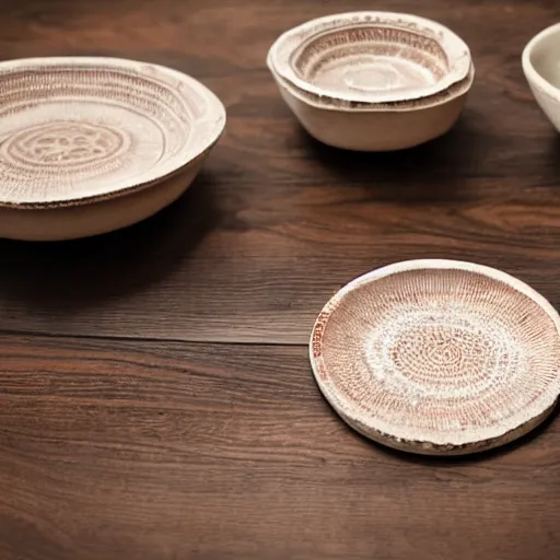 Image similar to ceramic set on a chiseled wooden table