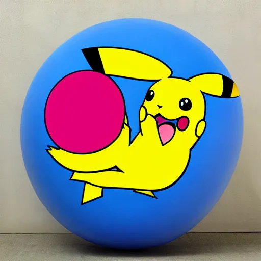 Image similar to pikachu kicking a giant ball