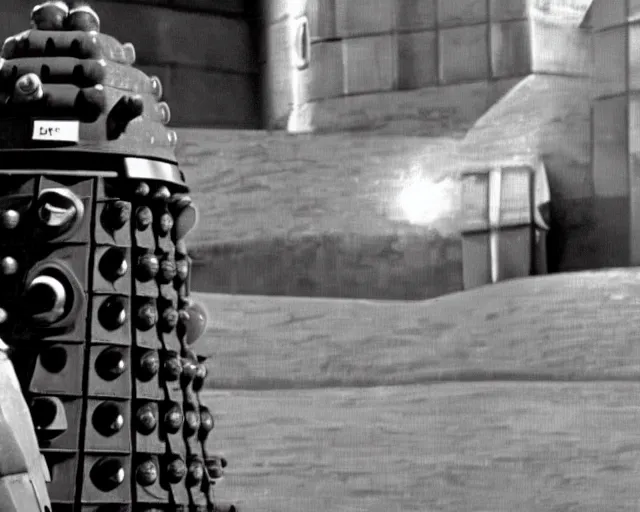 Image similar to a dalek in a 1 9 6 0 s episode of doctor who