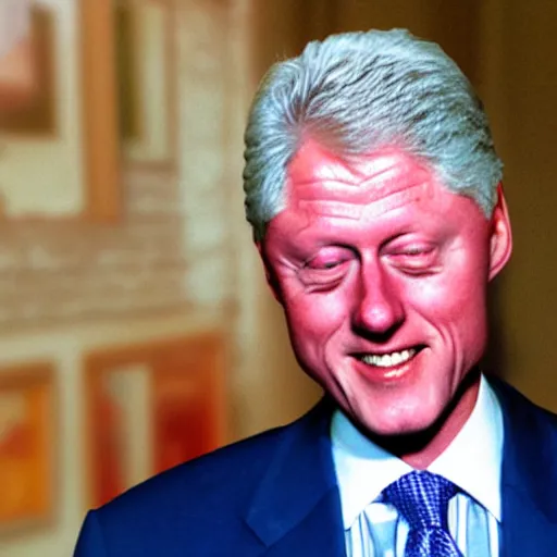 Image similar to realistic photo of bill clinton wearing a blue dress,
