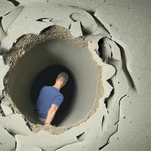 Image similar to man stuck in hole in rock fave, psychological horror