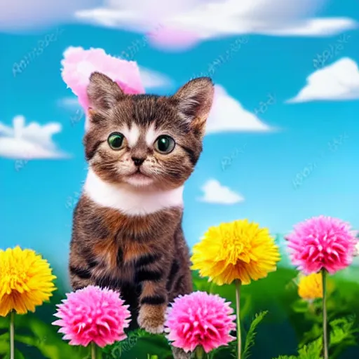 pretty-bee592: Cute cat wearing nursing hat, surrounded by flowers