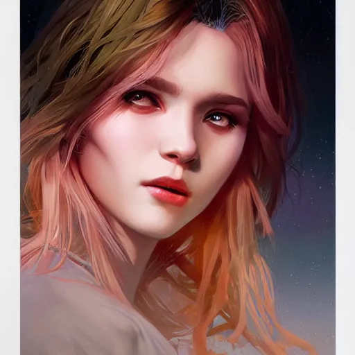 Image similar to half - witch woman with cute - fine - face, pretty face, multicolored hair, realistic shaded perfect face, extremely fine details, by realistic shaded lighting poster by ilya kuvshinov katsuhiro otomo, magali villeneuve, artgerm, jeremy lipkin and michael garmash and rob rey