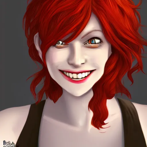 Prompt: a smiling redhead by nebezial