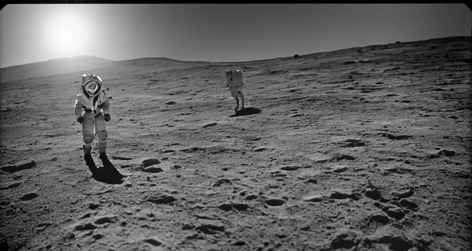 Prompt: a 1960s portrait photo of Stanley Kubrick on the moon, 8K HD, old photo, highly detailed