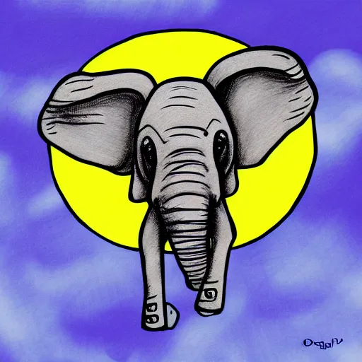 Image similar to Skydiving elephant, digital art