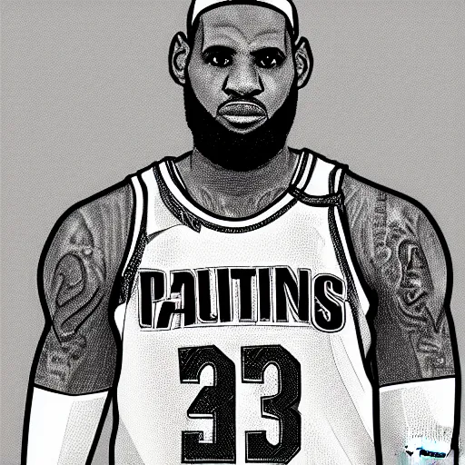 Prompt: 1 line drawing of lebron james