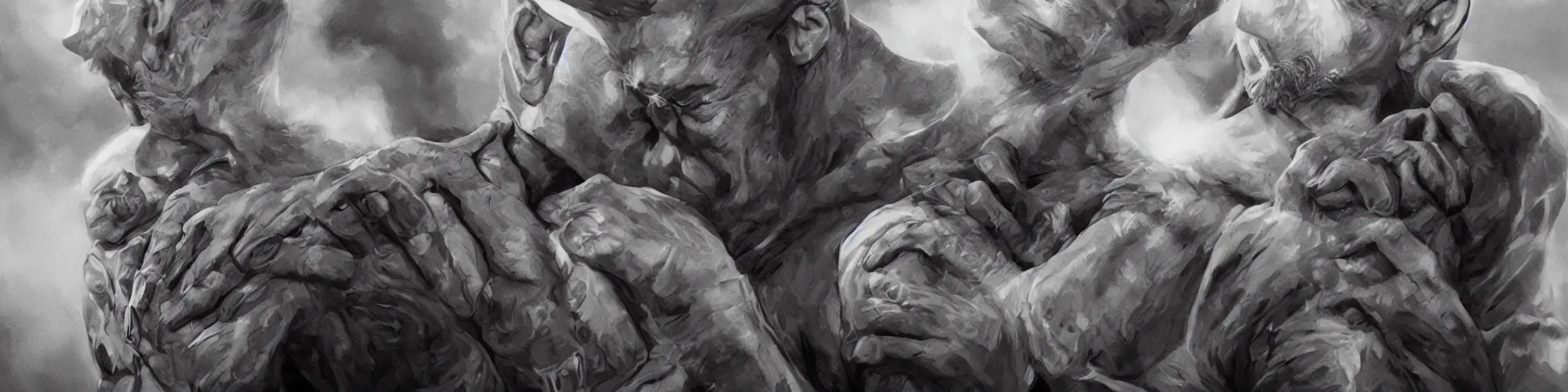 Image similar to an aging war hero holds his memories in his arms, alex ross, artgerm, atmospheric, anamorphic, cinematic