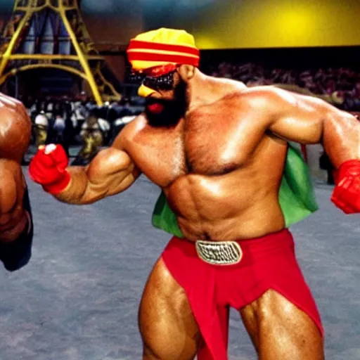 Prompt: hulk hogan mr. t wrestlemania