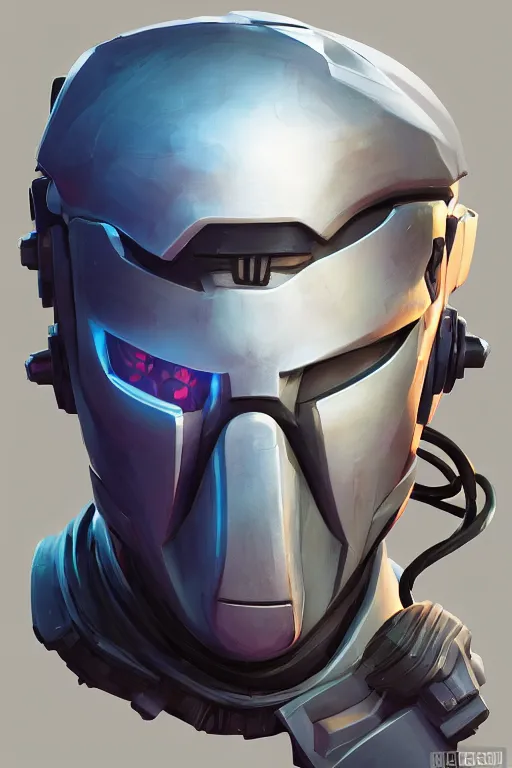 Image similar to epic mask helmet robot ninja portrait stylized as fornite style game design fanart by concept artist gervasio canda, behance hd by jesper ejsing, by rhads, makoto shinkai and lois van baarle, ilya kuvshinov, rossdraws global illumination radiating a glowing aura global illumination ray tracing hdr render in unreal engine 5