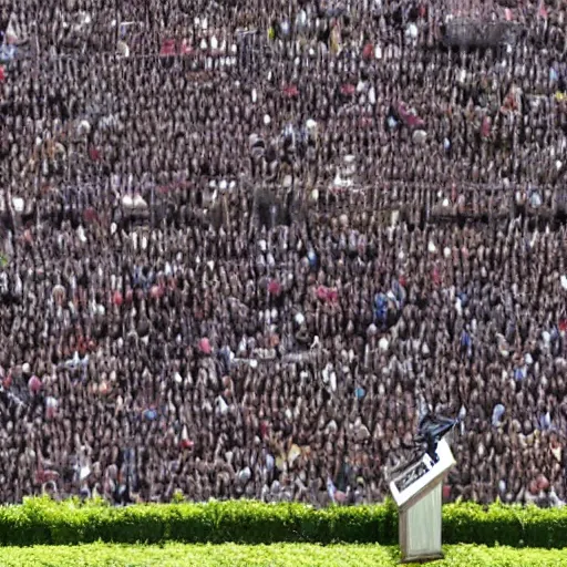 Prompt: 4 k highly detailed llama giving a presidential speech in front of a large crowd