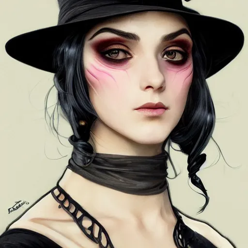 Prompt: portrait of an elegantly dressed Batman, extremely dark circles around eyes, irritated expression, bohemian fashion, wearing a beret, artsy, intricate, elegant, highly detailed, digital painting, artstation, concept art, smooth, sharp focus, illustration, art by artgerm and greg rutkowski and alphonse mucha