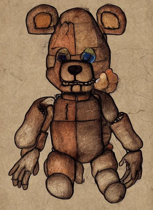 Image similar to Freddy Fazbear painted by leonardo da vinci, detailed digital art, trending on Artstation