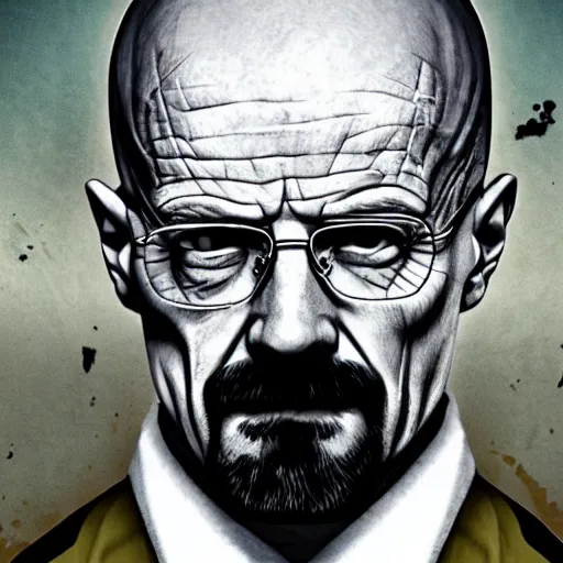 Prompt: walter white, half life 2 cover
