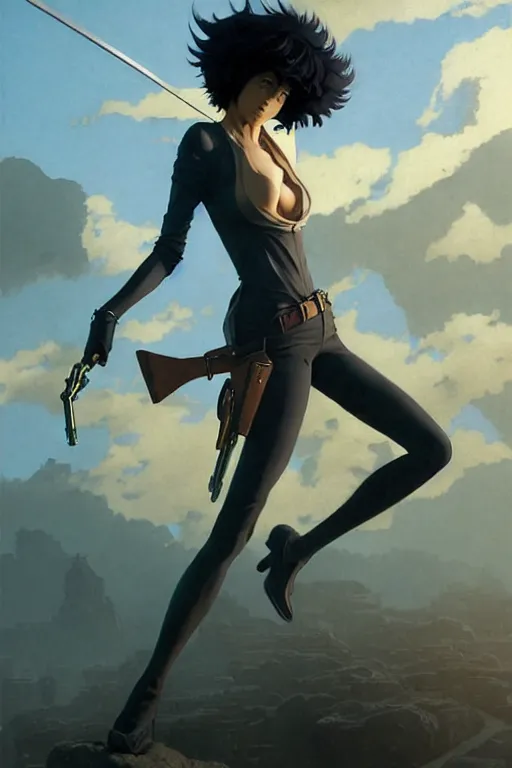 Spike Spiegel as aeon flux picture by Greg Rutkowski,, Stable Diffusion