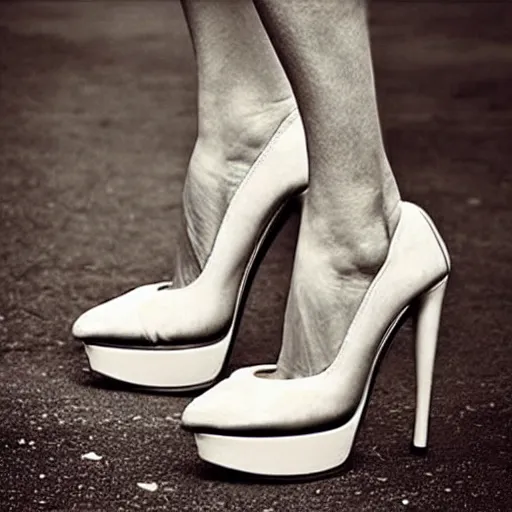 “A fashion photograph of platform high heels made out | Stable ...