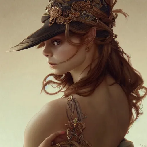 Image similar to Cara Delevigne , intricate, elegant, highly detailed, digital painting, artstation, concept art, smooth, sharp focus, illustration, art by artgerm and greg rutkowski and alphonse mucha